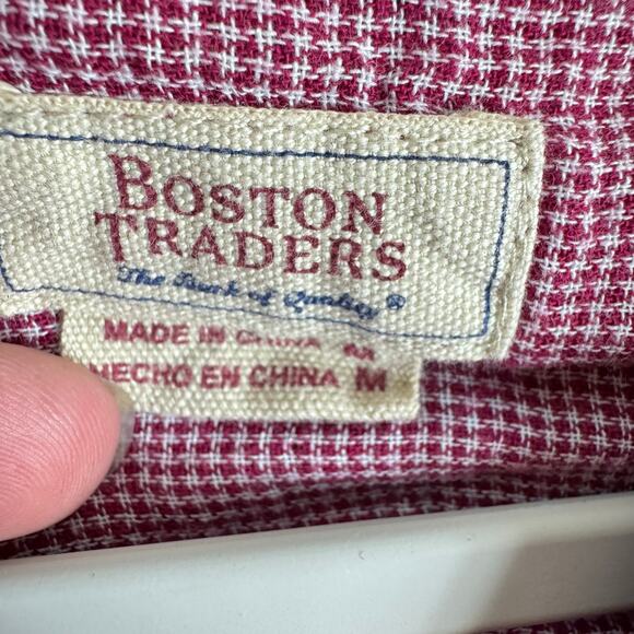 Boston Traders Pink Plaid Hooded Button Up Roll Tab Sleeve Flannel Shirt Size M - Picture 8 of 10